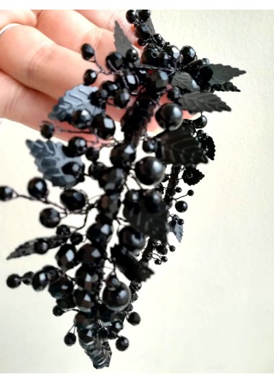 Дизайнерска корона с черни кристали Сваровски Absolute Black Rose by Rosie